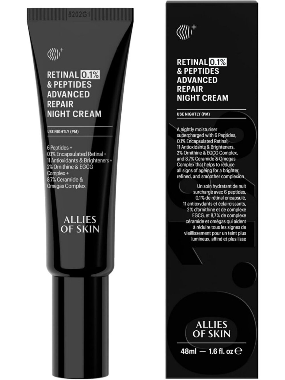 Allies of Skin Retinal 0.1% Peptides Repair Night Cream, 1.6 Fl Oz